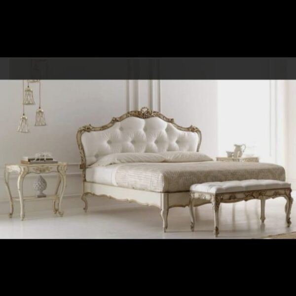 Classic Italian Antique White & Gold King Bedroom Set | B-17 Islamabad, Wah & Taxila