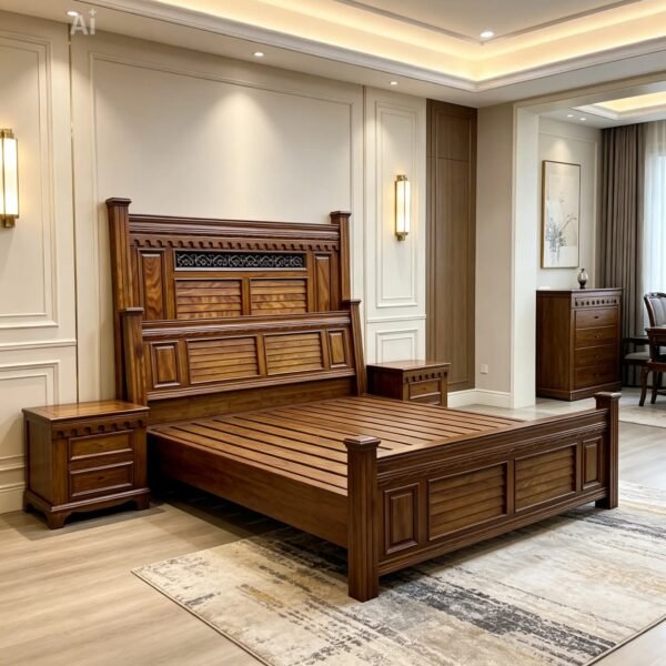Luxury Queen Size Bed | Durable Wooden Bedroom Furniture