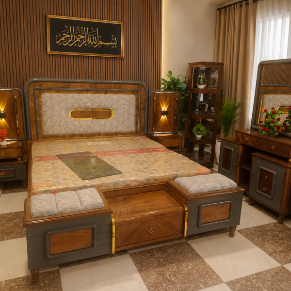 Luxury Modern Bed Set with Side Tables | Furniture Store in Wah Cantt, Taxila & B-17